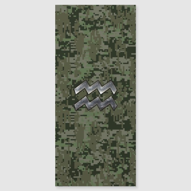 Aquarius Zodiac Symbol på Grönt Digital Camouflage (Framsida)