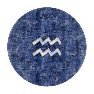 Aquarius Zodiac Symbol på marin digital kamouflage