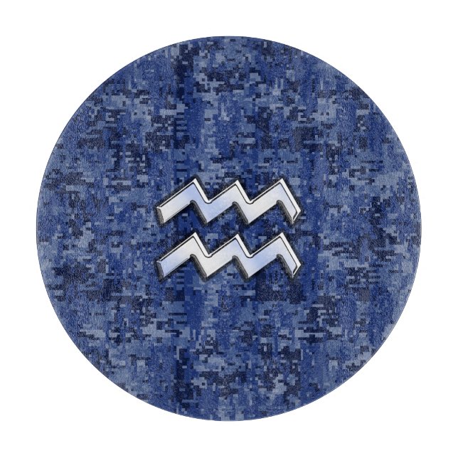 Aquarius Zodiac Symbol på marin digital kamouflage (Framsidan)