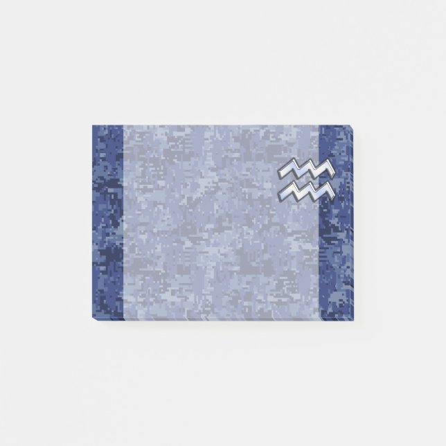 Aquarius Zodiac Symbol på marin digital kamouflage Post-it Block (Framsida)