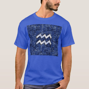 Aquarius Zodiac Symbol på marin digital kamouflage T-shirt
