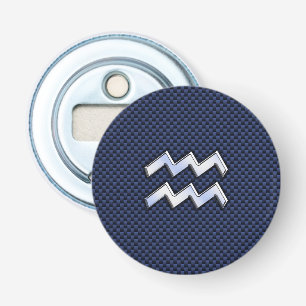 Aquarius Zodiac Symbol på marinblå kolfiber Flasköppnare