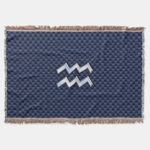 Aquarius Zodiac Symbol på marinblå kolfiber Mysfilt