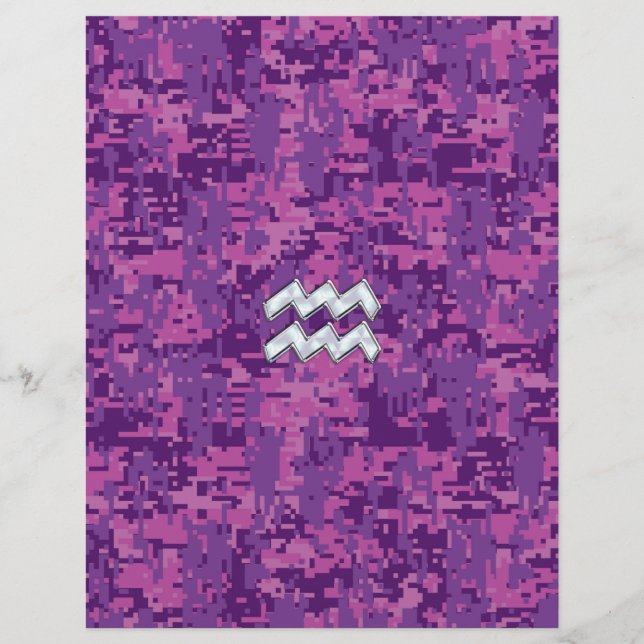 Aquarius Zodiac Symbol på Rosa Digital Camouflage (Framsida)