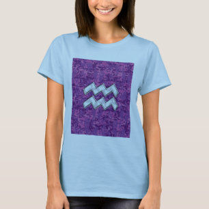 Aquarius Zodiac Symbol på Rosa Digital Camouflage Tee Shirt