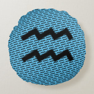 Aquarius Zodiac Symbol Standard av Kenneth Yoncich Rund Kudde