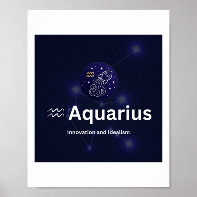 Aquarius Zodiac-symboletikett Poster (Framsidan)