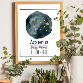 Aquarius Zodiac-tecken: Anpassat namn och födelsed Poster