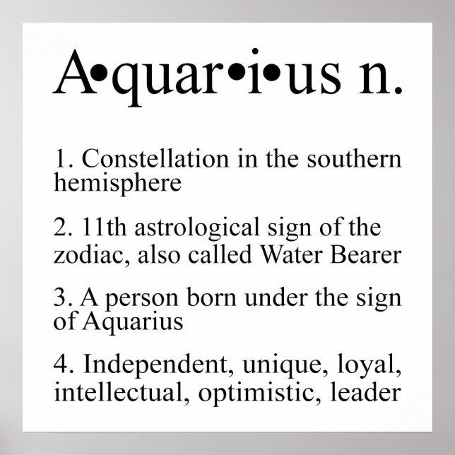 Aquarius Zodiac-tecken | Astrology Horoscope Poster (Framsidan)