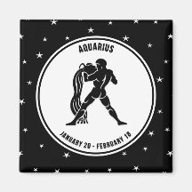 Aquarius Zodiac-tecken, Black & White Magnet