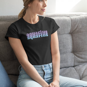 Aquarius Zodiac-tecken Blue Power Färg T Shirt