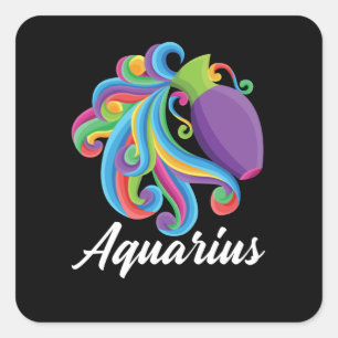 Aquarius Zodiac-tecken Fyrkantigt Klistermärke