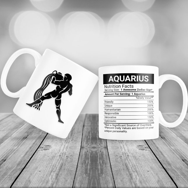 Aquarius Zodiac-tecken med näringsfynd. Jumbo Mugg (Skapare uppladdad)
