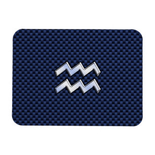 Aquarius Zodiac-tecken på marinblå kolfiber Magnet