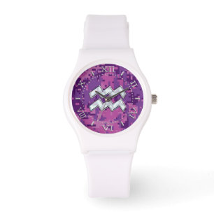 Aquarius Zodiac-tecken på Rosa Camouflage Dial Armbandsur