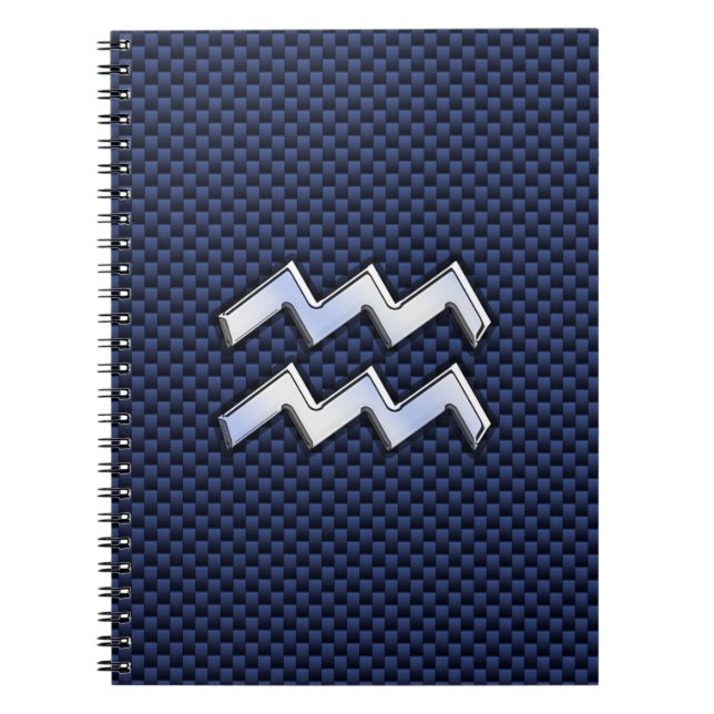 Aquarius Zodiac-tecken på Royal Blue Carbon Fiber Anteckningsbok (Framsidan)