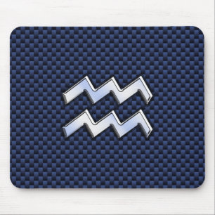Aquarius Zodiac-tecken på Royal Blue Carbon Fiber Musmatta