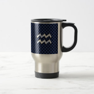 Aquarius Zodiac-tecken på Royal Blue Carbon Fiber Resemugg