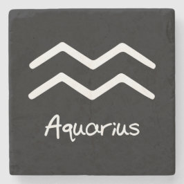 Aquarius Zodiac-tecken på svart bakgrund Stenunderlägg