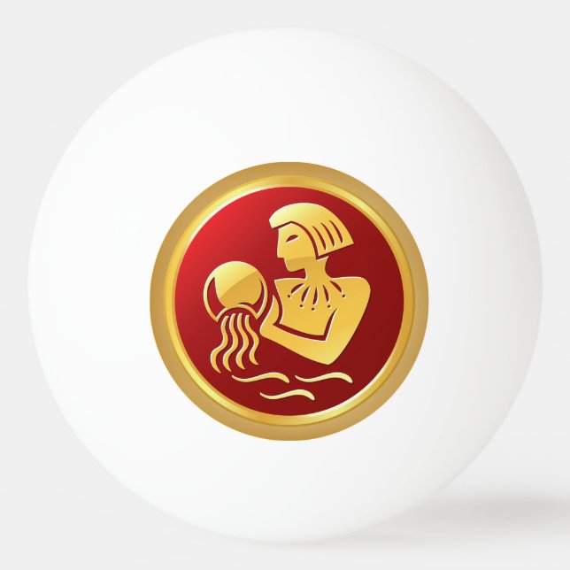Aquarius Zodiac-tecken Pingisboll (Framsidan)