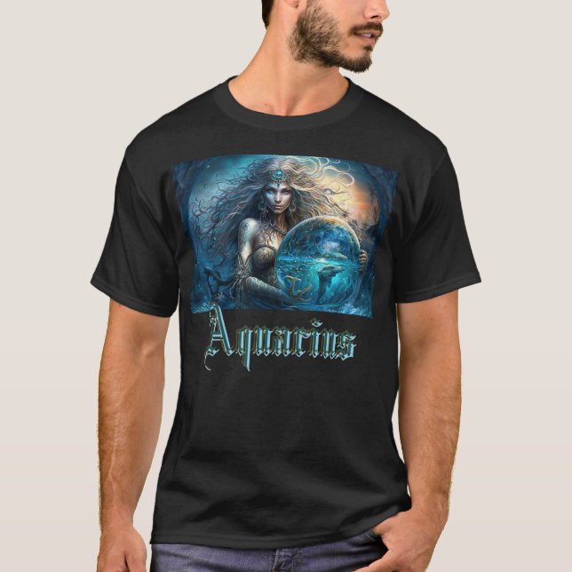 Aquarius Zodiac-tecken T Shirt (Framsida)