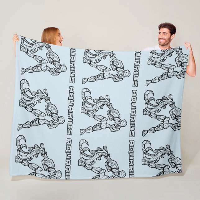 Aquarius Zodiac-tecken (transparent) Fleecefilt (På plats)