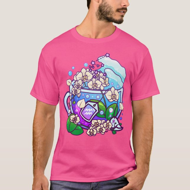 Aquarius Zodiac Tekopp T Shirt (Framsida)
