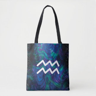 Aquarius Zodiac Tote Bag Tygkasse
