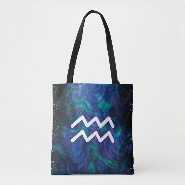 Aquarius Zodiac Tote Bag Tygkasse (Framsida)