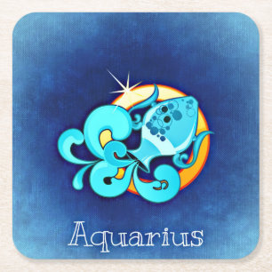 aquarius zodiac underlägg papper kvadrat
