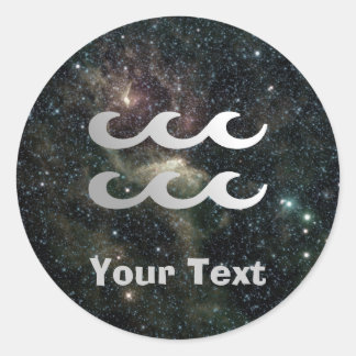 Aquarius Zodiac Universe Namn Gift Märkre Bookplat Runt Klistermärke