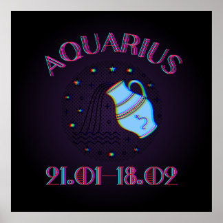 Aquarius, zodiaktecken, horoscope poster