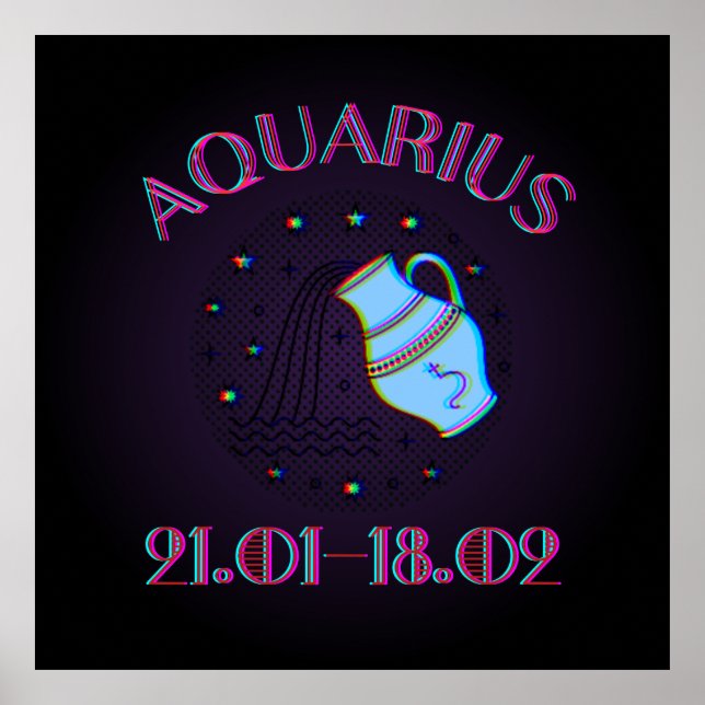 Aquarius, zodiaktecken, horoscope poster (Framsidan)