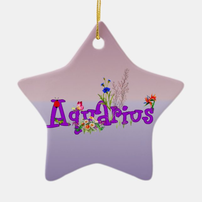 Aquariusblommor Julgransprydnad Keramik (Framsidan)