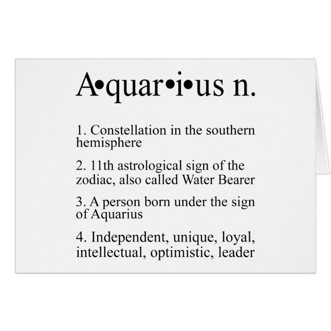 AquariusZodiacdefinition Hälsningskort (Framsidan Horizontal)