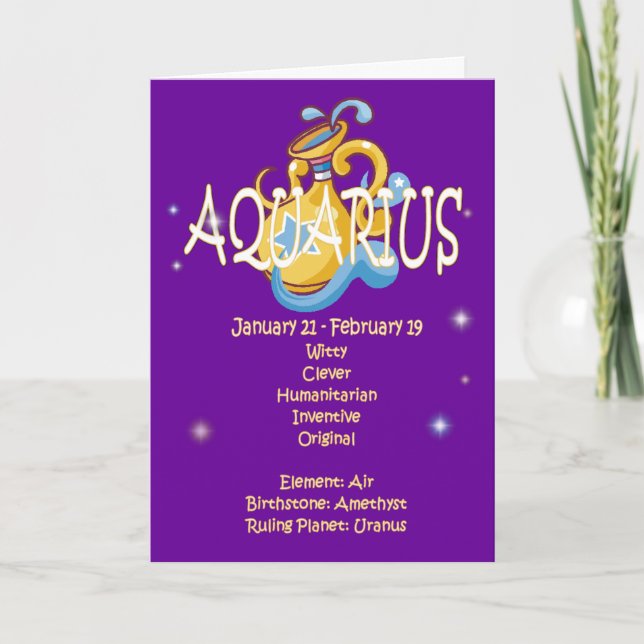 AquariusZodiacfödelsedag Kort (Framsida)