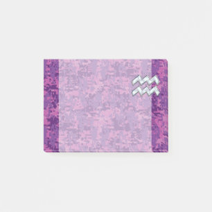 AquariusZodiacsymbol på rosa Digital kamouflage Post-it Block
