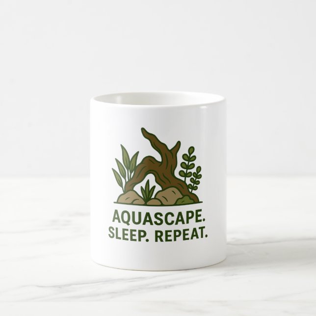 Aquascape. Sov. Upprepa. - Minimalistiskt Aquarium Kaffemugg (Center)