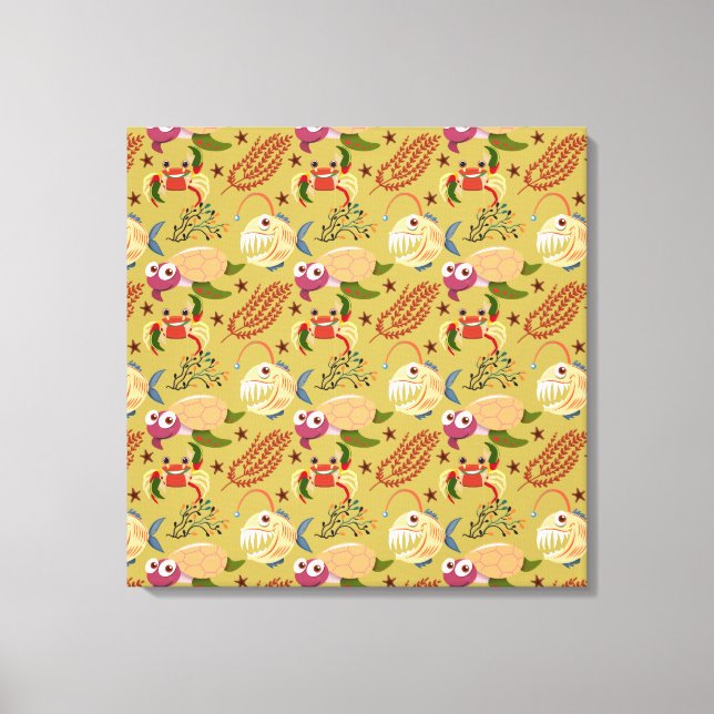 Aquatic animals pattern | ocean underwater life 31 canvastryck (Framsida)
