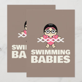 Aquatic Center Swimming Lesson Water Logo Art Inbjudningar
