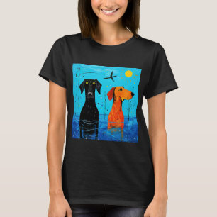"Aquatic Duo of Joy" - Surreal Colorful Hundar T Shirt