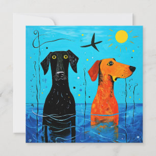 "Aquatic Duo of Joy" - Surreal Colorful Hundar Tack Kort