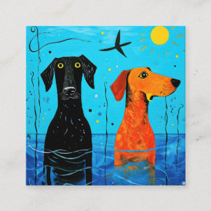 "Aquatic Duo of Joy" - Surreal Colorful Hundar Tilläggskort