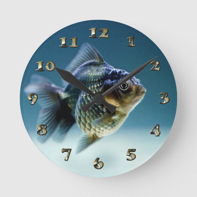 Aquatic Fish Carassius Rund Klocka (Framsida)