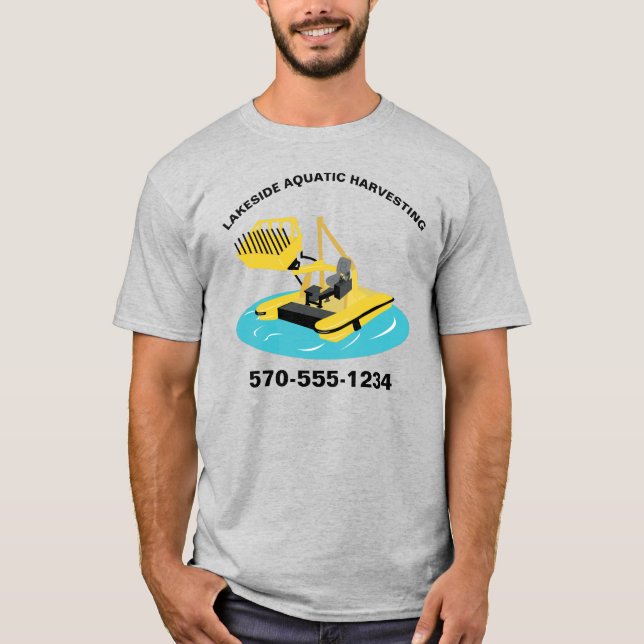 Aquatic Harvester Construction Fordon Boat Anpassn T Shirt (Framsida)