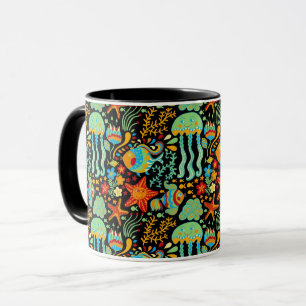 Aquatic Life Tecknad Stil Mugg