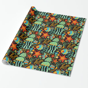 Aquatic Life Tecknad Stil Presentpapper