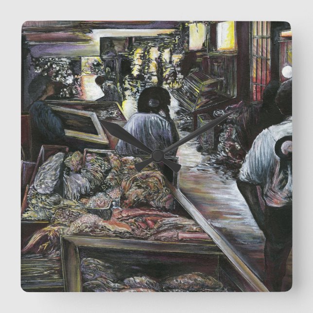 Aquatic, men kysst med Desert Vind, Jerusalem Fyrkantig Klocka (Framsida)