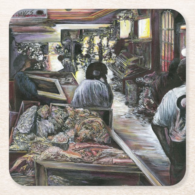 Aquatic, men kysst med Desert Vind, Jerusalem Underlägg Papper Kvadrat (Framsidan)