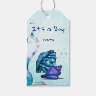 Aquatica 3D Whimsey ÄR EN BOY Baby Shower Presentetikett